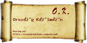 Ország Kálmán névjegykártya